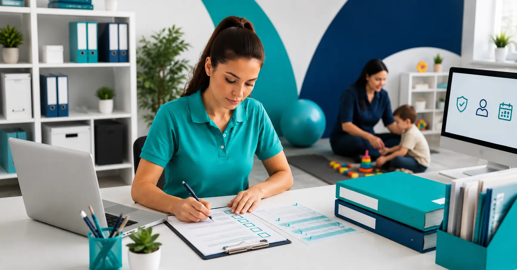 Therapist reviewing ABA authorization checklist