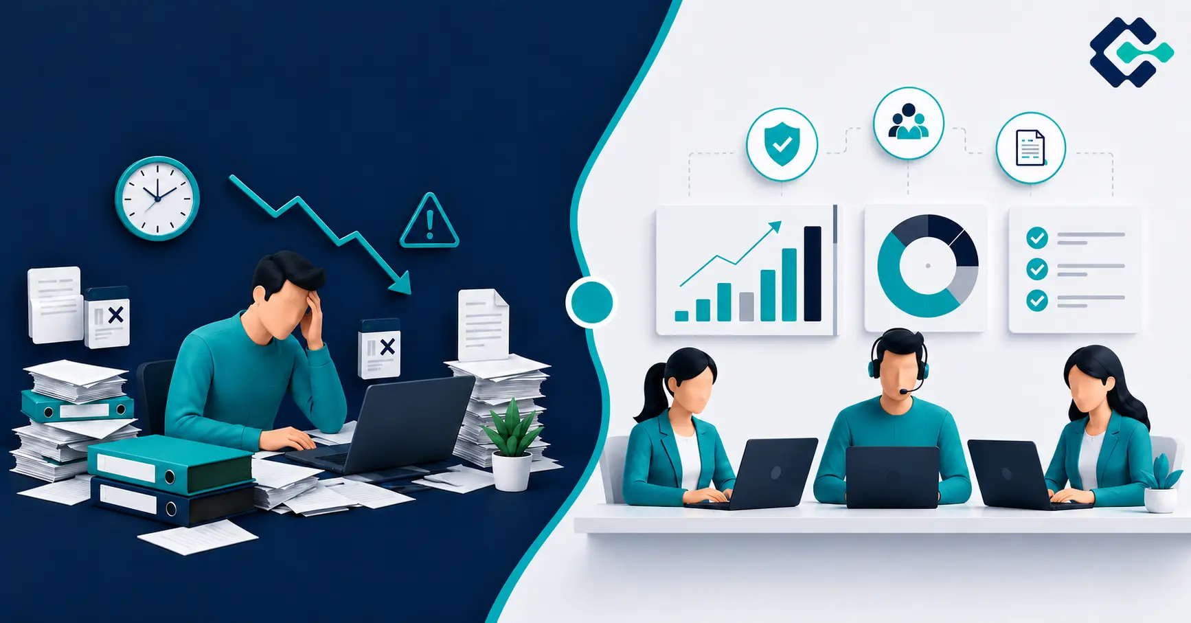 Outsourced ABA billing team managing claims versus an in-house biller handling paperwork